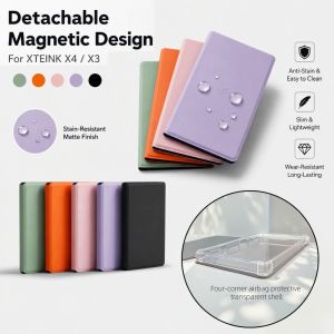 GTRBFDS Detachable ic Split Protective Cover Scratch Resistant  Waterproof PU Leather Surface Decorative Cover Full Screen Edge Protection EBook Reader Case for XTEINK X4 X3 Reader Protection
