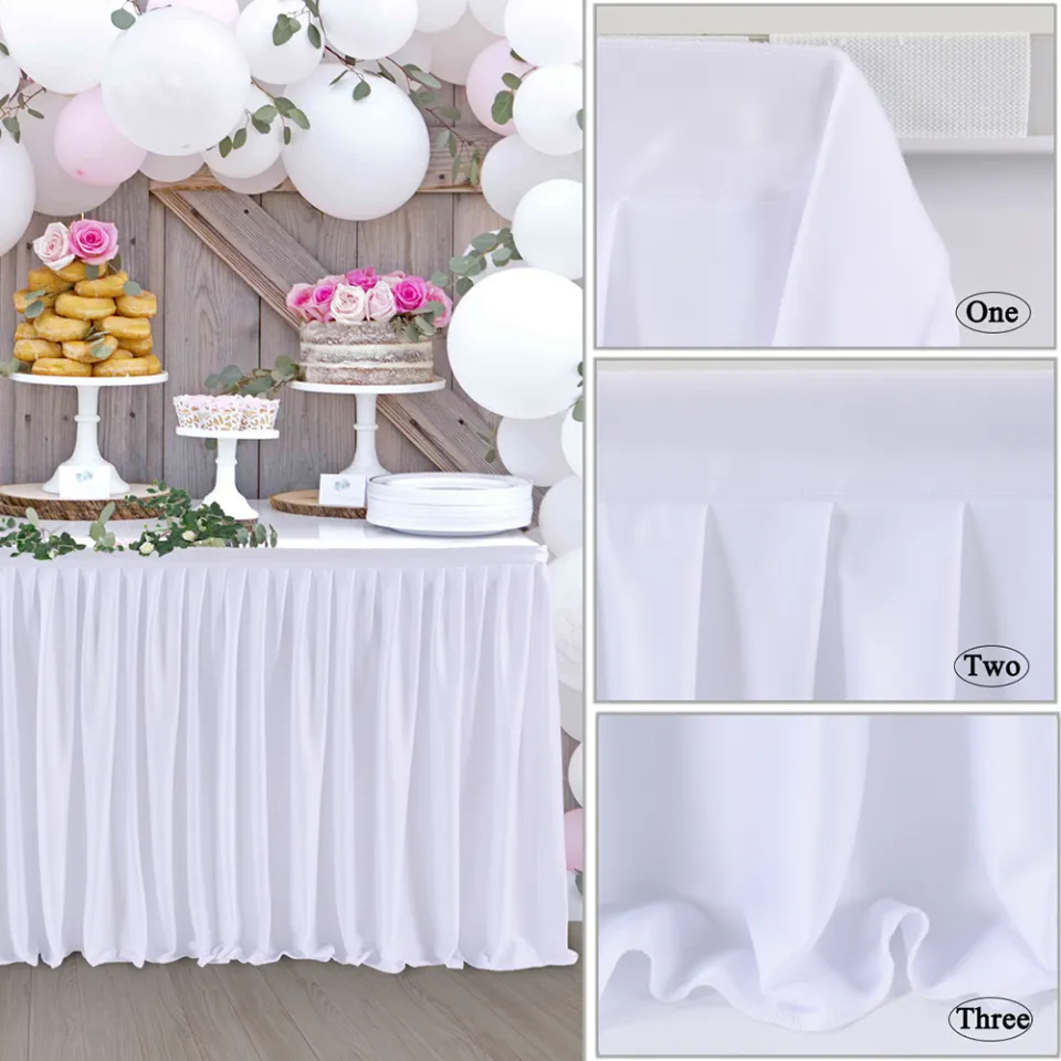 Table Skirt Pleated Ruffle Tablecloth For Wedding Birthday Party