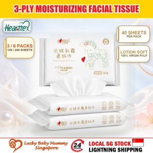 【3/6Packs】心相印Hearttex Moisturizing Facial Tissue 40 Sheets 3-Ply Soft Lotion Tissue for Sensitive Skin
