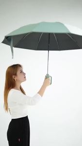 Big Windproof Strong Umbrella with Reflective Stripe Reverse Automatic Fold UV Umbrella for Rain Sun Carabiner Handle Luxury2026