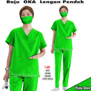 Baju Oka Medis Lengan Pendek - Baju Jaga Dokter - Baju Oka Perawat - Baju Ok Bidan - Scrub OKA - Baju Stenen - Baju Tindakan - BahanAmerican Drill - Model Terbaru