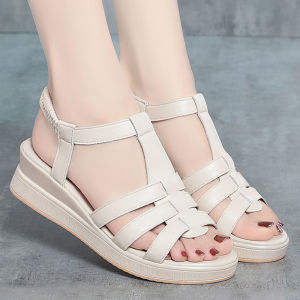 Free Shipping WomenS Sandals Summer 2026 New Style Soft-Soled Wedge-Heeled Thick-Soled Open-Toe Casual Versatile Mom Shoes Roman Style