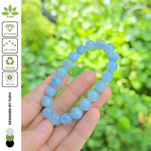 Q2549 Vòng Aquamarine 8li vân mây hợp Thủy & Mộc - Phong Thủy TUDO