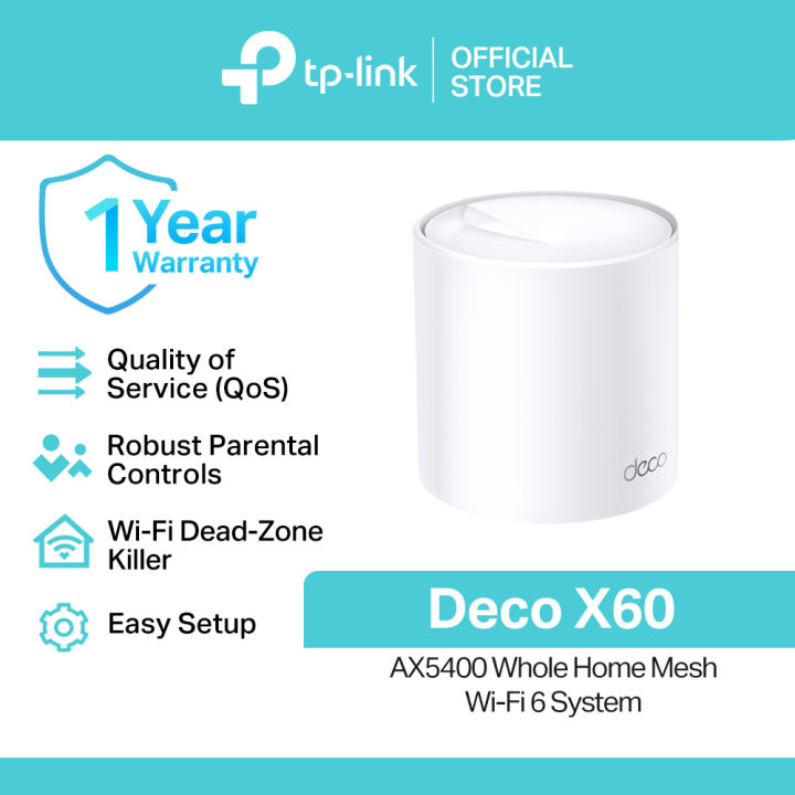 TP-Link Deco X60 AX5400 V3.20 Whole Home Mesh Wi-Fi 6 System (1-Pack ...