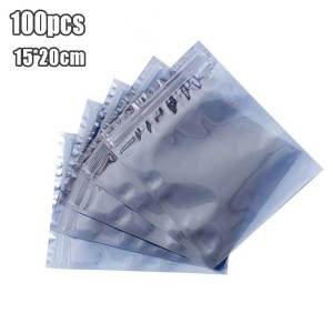 100pcs/set ESD Anti-Static Shielding Bag 15x20cm/30x40cm Translucent Zip Lock Resealable Bags ZipLock Komponen Elektronik
