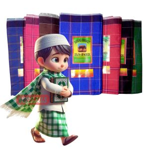 Kain Sarung anak laki Junior 5-12th untuk sholat-Sarung Tenun Gajah Bangkok Kotak-Aurora Store(COD)