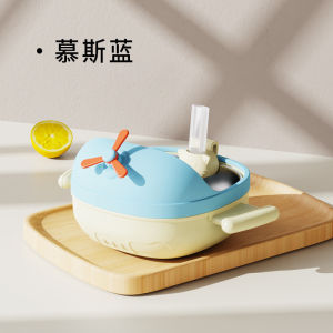 AODUOYAYA Cartoon Airplane Baby Food Bowl Set Feeding Set for Baby with Straw Stainless Steel Inner Liner