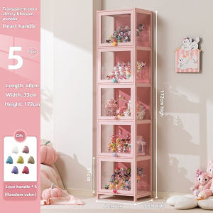 COD 4Layers Display Cabinet 5 Doors Non glass product display Shelves Natural bamboo and wood