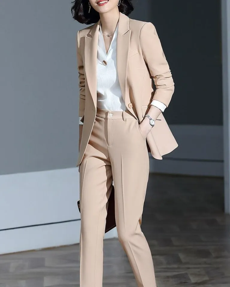 Women New Pant Suit Set Blazer Jacket Pants Trouser Pieces Set