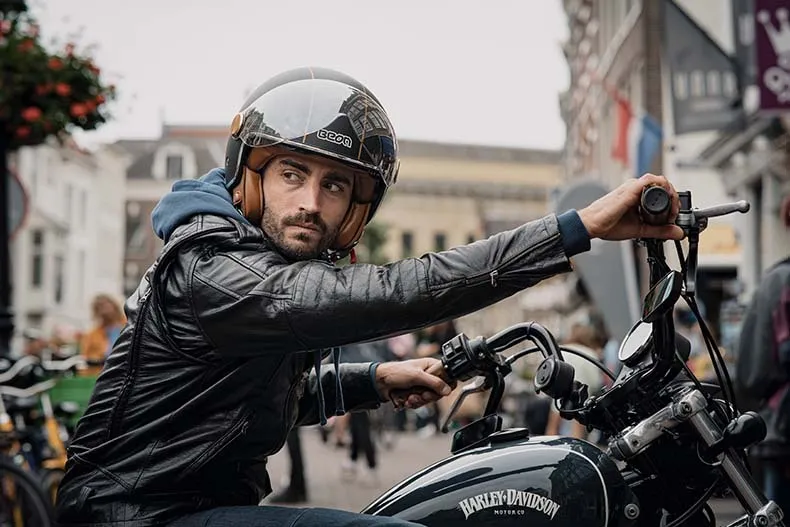 BEON B120 Half Helmet Double Visor 3/4 Harley Vintage Style