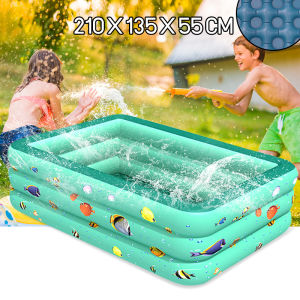 (210x135x55cm) (180x130x55cm) (150x110x50cm) 3 sizes are available childrens inflatable pool large rectangular pool childrens pool float pool play pool family pool outdoor pool three-tier garden pool