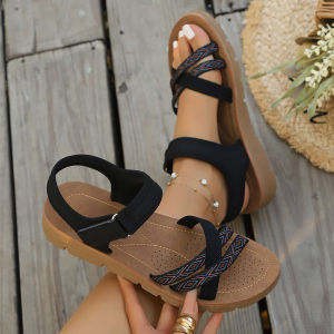 [Free Shipping] 2026 Summer New Flat Beach Sandals For Women Fashionable And Versatile New Elastic Strap Design For Ladies