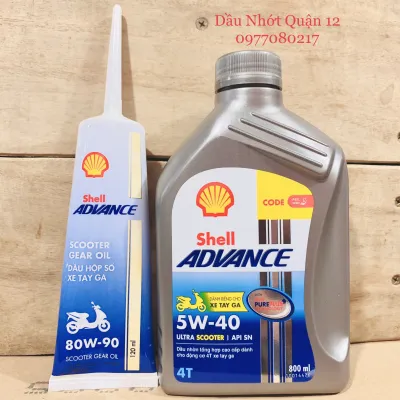 Combo Nhớt Xe Tay Ga Shell Advance Ultra Scooter 5W-40 800ML + Nhớt Lap Scooter Gear Oil 80W-90 120L Made in Thailand