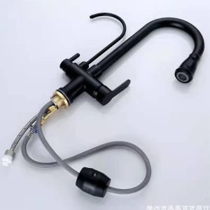 SUS304 Kitchen Faucet Basin Tap Stainless Steel Mixing Tap 360°Swivel Pull Out Faucet Sink Water Tap  three types of water outlet methods spray mop washing kitchen sink faucet