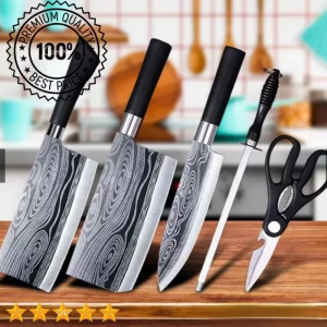 5 in1 Japanese Kitchen Knife Set Original High Quality Stainless Steel Multifunction Kitchen Knife Sets 5-Piece Kitchen Tools (Black) high quality korean style 5 piece-set non-stick sleeve knives