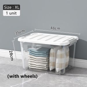 【Woody】Transparent Storage Box Kotak Simpanan Roda Storage Box with wheels Storage Container