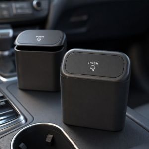 Car Trash Bin Hanging Mini Garbage Can Organizer With Lid ABS Includes Garbage Bags Roll