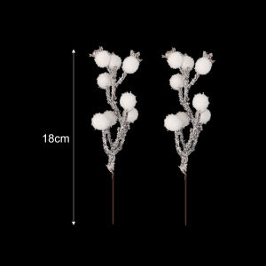 【Hibeautylife】10x Simulated White Berry Branches Artificial Berries Stems Fake Flowers Christmas Holly Branch DIY Wreath Xmas Party Decor