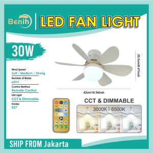 Cerdas 2 in 1 E27 Kipas Langit-Langit Dengan Lampu 40W Senyap Kamar Tidur Meredupkan Lampu Kipas Langit-langit Dengan Remote Control Benih