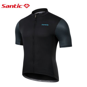 Santic Cycling Jerseys Men Road Bike Shirts Short Sleeve Breathable Reflective Powerband Pockets KM1C02221
