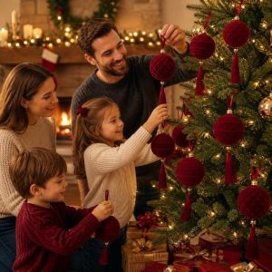 ECOCOKU Snowflake Elk Christmas Tree Ornaments Velvet DIY Xmas Ball Ornament Luxury New Year Hanging Ornaments Party Decoration
