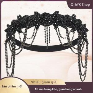 Hàng có sẵn✨ Phong cách và độc đáo headbands Headgear prom tóc phụ kiện Rhinestone tua có thể điều chỉnh đàn hồi headpiece