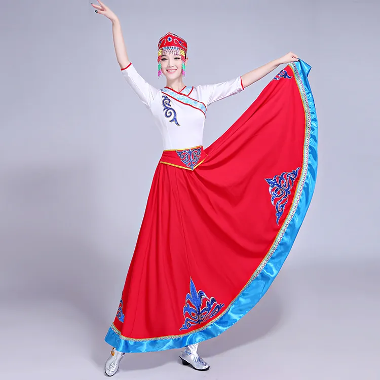 Aiweijia Women's Square Dance Clothes Tibetan Costume Lady Skirt