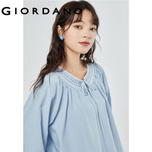 GIORDANO Nữ Áo cánh tay bèo nhún cổ tròn tay rộng Raglan thời trang thanh lịch thường ngày áo cánh Tencel 18343212