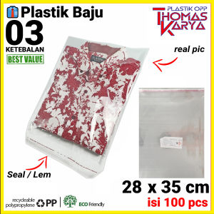 Plastik OPP Baju 30x40 28x35 DOUBLE PRESS isi 100 Kantong Bening Packing Gamis Jaket Celana Seal