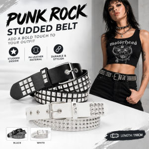 110cm Y2K Punk Rock Rivet Belt Adjustable PU Leather Waist Strap Fashion Jeans Belt for Men Women