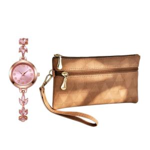 Buy 1 Take 1 Women Geometric Embossed Wristlet Wallet With Free Rhinestone Quartz Watch Multi Zipper Coin Purse Local Shipping