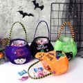 MAGEE Pumpkin Party Trick Or Treat Tote Bag Props For Children Kids Gift Basket Candy Bag Halloween Decoration Storage Bucket. 