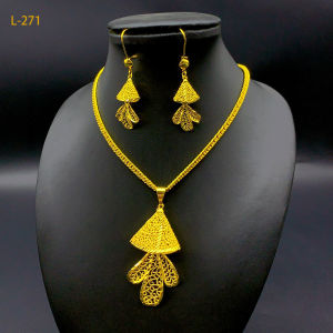 Đơn giản EVERYDAY mạ vàng 24k dây chuyền vàng bông tai trang sức hai bộ chi tiết Ấn Độ cô dâu đám cưới Việt cát vàng trang sức