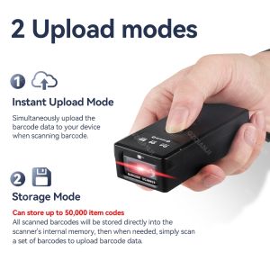 Mini Portable 1D 2D QR Barcode Scanner Wireless Bluetooth USB 3 in 1 Mobile Mini Reader for Warehouse Store Code Scan Storage Mode Support