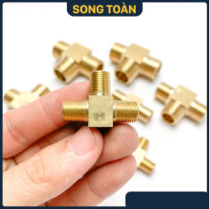 Tê Ren 21 Thau Tê Ren Ngoài 9.6 13 17 21 Đồng Thau Hàng Phay Dày - Brass Pipe Fitting Tee