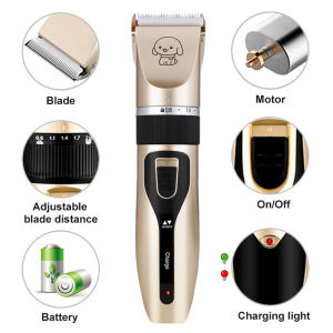 DOG CAT001- 6Pcs/Set Animal Dog Cat Pet Electric Hair Trimmer 4-Size Comb Shaver Quiet Razor Grooming Clipper/Cutter Kit