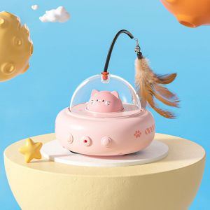 Cat and Dog Toys Automatic Interactive Electric Smart Cat Teaser Stick with Laser Feather USB Charge Pet Toys Mainan