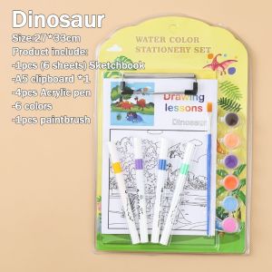 Coloring Book Set With Acrylic pen And Watercolor Educational Toys Drawing Book For Kids Gift