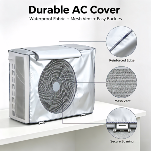 AC Outdoor Unit Cover Waterproof Sun-proof Dust-proof Aircon Protector With Heat-Dissipating Mesh