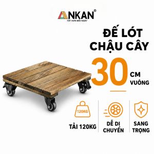 Để Chậu Cây Có Bánh Xe Cao Cấp Tải Trọng 120Kg Đặt Những Chậu Cây Nặng Di Chuyển Thường Xuyên Vuông Cạnh 30cm Màu Xám Đen