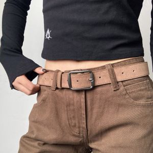 CHUAN Retro Suede Leather Belt Frosted Vintage Women Waist Belt Trendy Versatile Pin Buckle Waistband Jeans Decoration