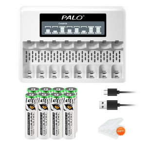 PALO 1.5V AA AAA Rechargeable Li-Ion Battery AAA AA Lithium ion Batteies With LCD USB USB Charger for 1.5V AA AAA Battery