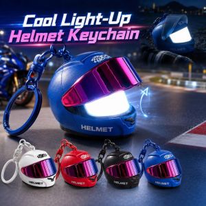TEN Cool Light-up Helmet Keychain Gradient  Realistic Helmet Bag Charm Unique Versatile Mini Night Light Pendant Key/Backpack Decor