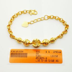 Yon Hing Rantai Tangan Kendi Bola 11.26g Emas 916