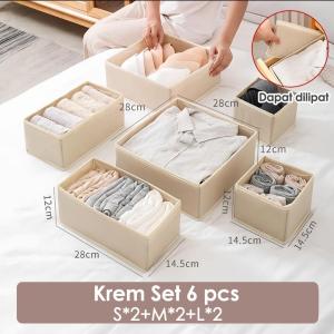Serbaguna Kotak Penyimpanan 6 Pcs Sock Storage Box Pakaian Dalam dan Kaus Kaki Lemari Pakaian Tahan Air Dapat Dilipat Tanpa Bau