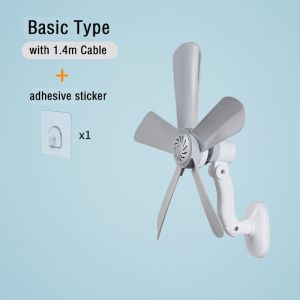 Portable Wall Fan No Drill Mini Fan Hanging Home Dorm Bedroom Kitchen Bathroom Plug-in Electric Fan