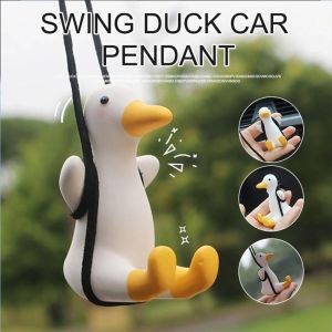 Gantungan Pajangan Kaca Spion Tengah Mobil Kartun Pajangan Hewan Swing Duck Hiasan Dekorasi Interior Mobil