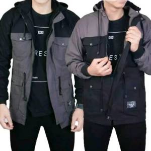 JAKET PARKA PRIA KOMBINASI BAHAN KANVAS PREMIUM