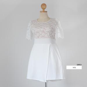 2262J จั้มกางเกงกระโปรงเเต่งลูกไม้