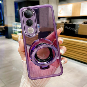 Case For VIVO V50 Lite 5G New Design Magnetic Stand Holder Transparent Casing For VIVO V50Lite V50 Lite Ultra Thin Clear Soft Phone Case With Camera Lens Protection